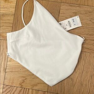 Zara One Shoulder Crop Top with open side.